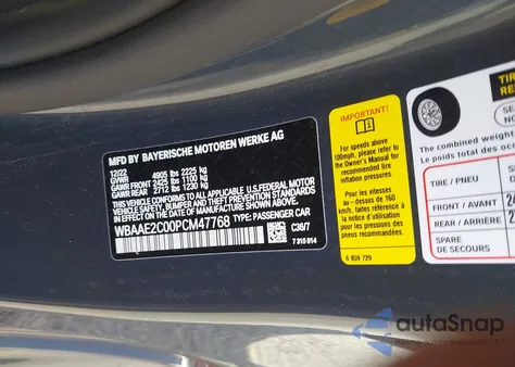 2023 BMW 840 I из США, поврежденный, VIN WBAAE2C00PCM47768